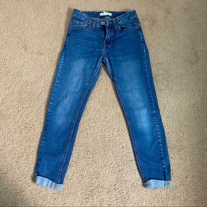 Low rise cuffed skinny jeans